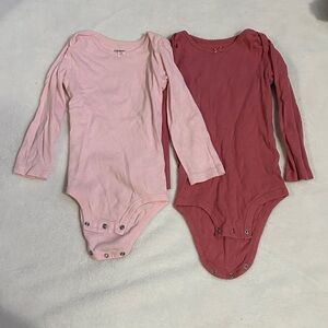Carter's Pink and Red Long Sleeve Bodysuits